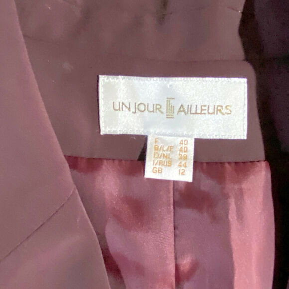 Un Jour Ailleurs Blazer Jacket Women's Size 12 Purple Polyester Blend Lined - Picture 7 of 8